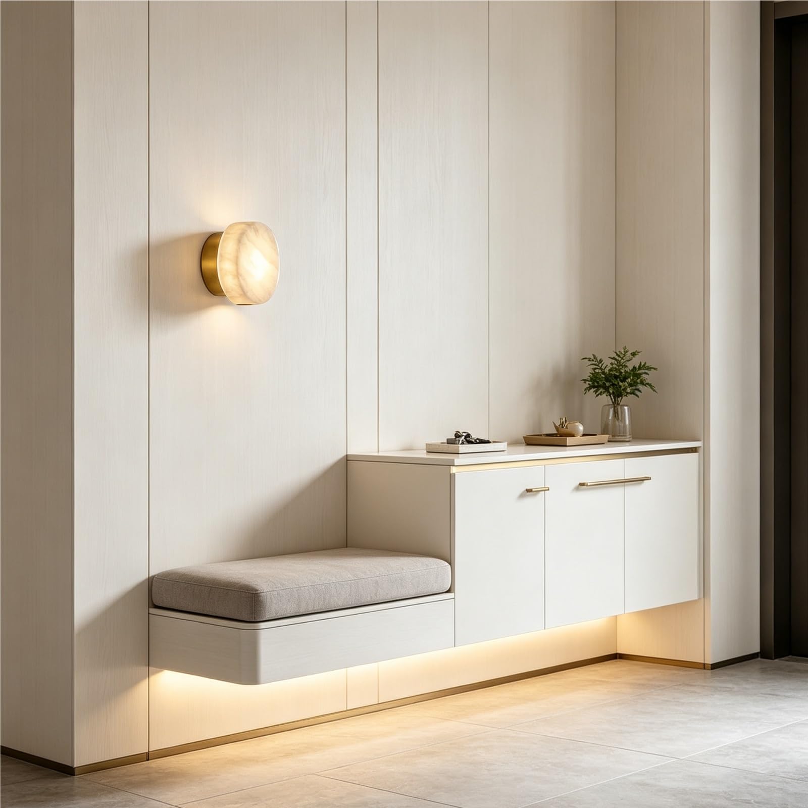 Lampada da parete moderna a forma circolare con applique a testa singola con base in lega di alluminio solida Lanterna da parete in tono caldo con corpo lampada in marmo for soggiorno foyer(Gold)