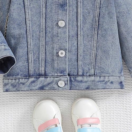 Moily Little Girls Classic Denim Jacket Letter Embroidered Coat Casual Outerwear4