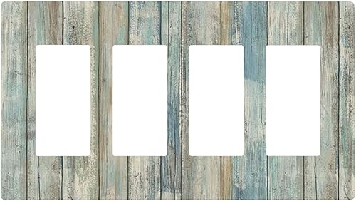 Miniatura 196 de Placa de pared dúplex de receptáculo de dispositivo de 1 gang de madera envejecida blanca gris con veta de tablón, cubierta de enchufe eléctrico de