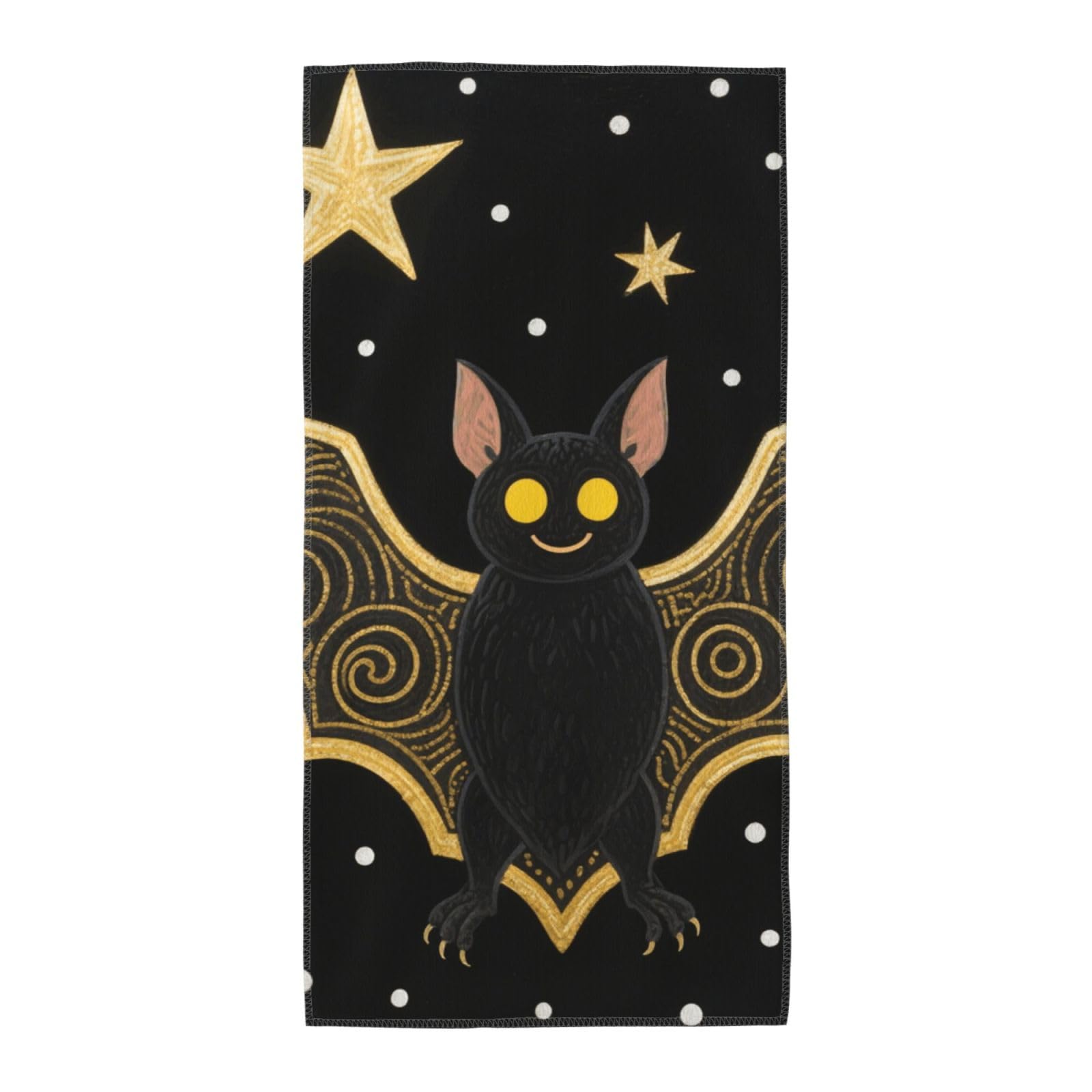 FekiLoot Absorbent Hand Towels 12"X24" Decorative Bathroom Towel Soft Microfiber Face Towel Black Gloden Bat Dish Kitchen Towels for Bathroom Kitchen Hotel Spa Bath Towels