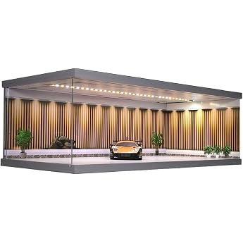 164 Diorama Garage Modell Dreifarbig beleuchtete Parkplatz-Vitrine 10-stufige Helligkeit Druckguss-Modellautos Display Case Showroom f r Multiple Montageeffekte 164 A