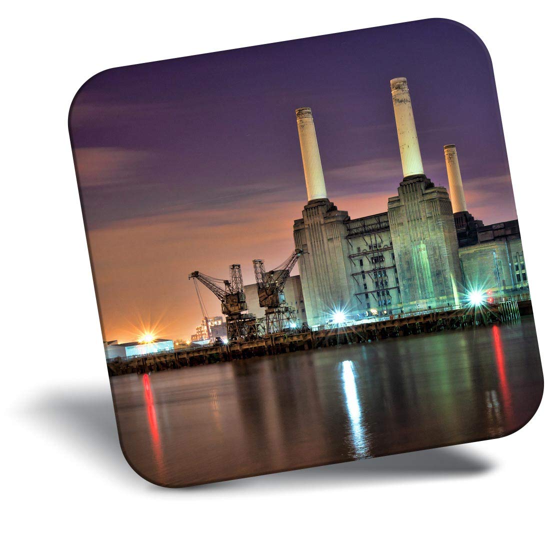 Destination Vinyl Ltd Fridge Magnet - Battersea Power Station at Night for Office, Cabinet and Whiteboard, Magnetic Stickers, 44232