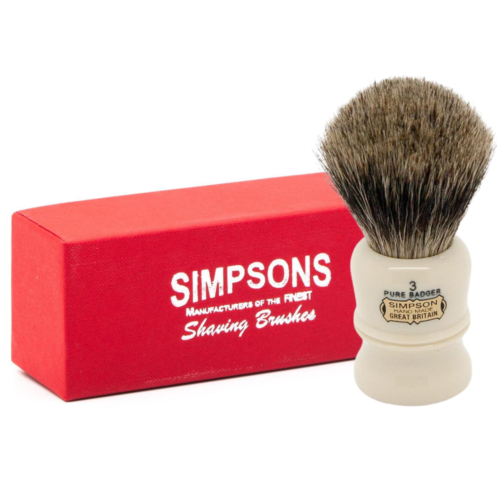 Simpsons Duke 3, D3 Pure Badger Shaving Brush - High Density Knot, Hand-Turned Ivory Handle, Premium Wet Shave Experience Thick Luxurious Lather, Dense Extra Soft Bristles Deluxe Comfort & Performance