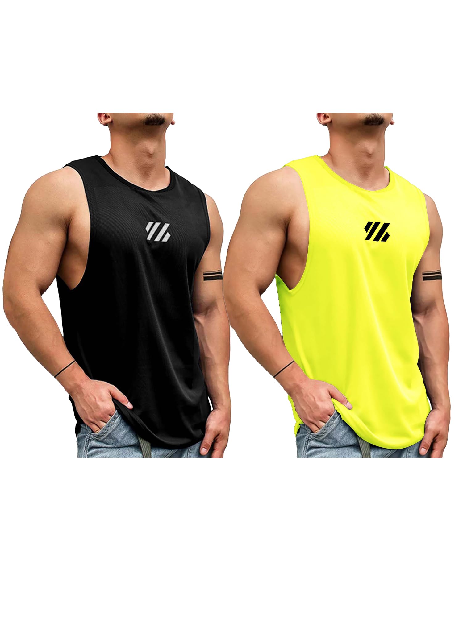 jump cuts Men Vest || Printed Polyester Vest for Men || Sleeveless Slim Fit Vest for Men || Black and Navy Vest-picture-18