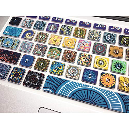 SANFORIN Silicone Keyboard Cover with Pattern for MacBook Pro 13/15 /17 Inch (with/Without Retina Display), Magic Keyboard and MacBook Air 13 Inch A1466/A1369, Bohemian Style