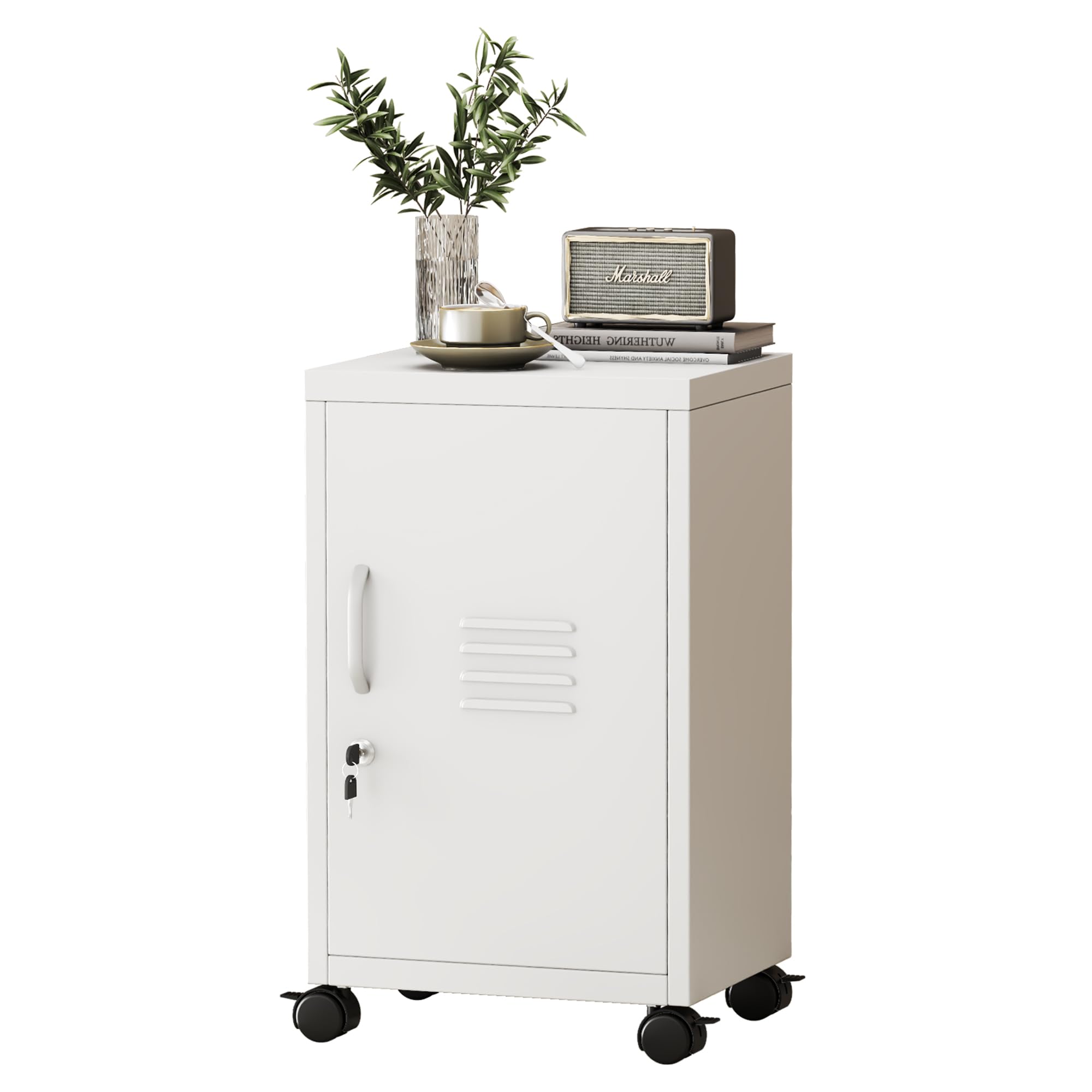 pozdeg 24.4' White Lockable Rolling Metal Storage Locker