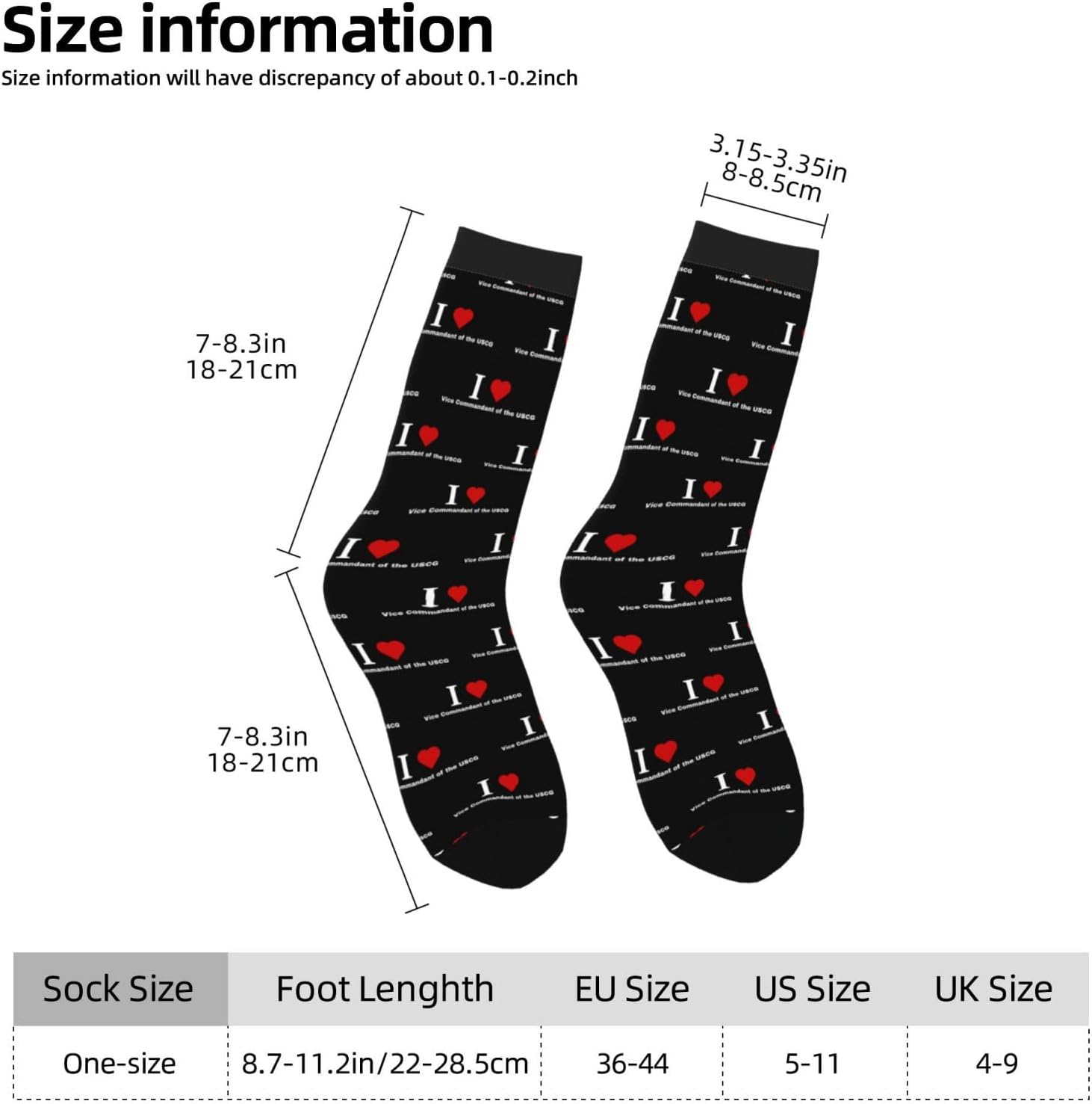 I love Vice Commandant of the USCG Socks For Men Women Sport Crew Athletic Running Wicking Socks
