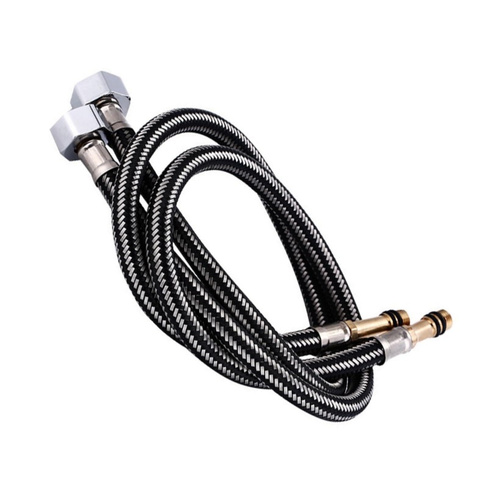 Nvoqilin 60Cm 2Pcs Stainless Steel Water Supply Line Cold And Hot Water Inlet Pipe For Kitchen Sink And Shower Faucets Kitchen Faucet Inlet Hose