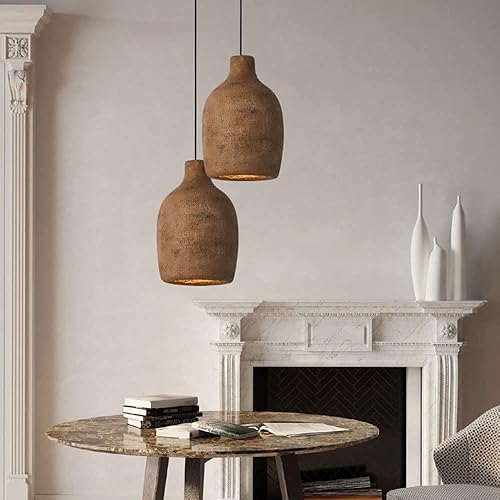 Miniatura 3 de Wabi-sabi - Lámpara colgante de resina estilo japonés, lámpara colgante de estilo rústico vintage para restaurante, lámpara de suspensión para