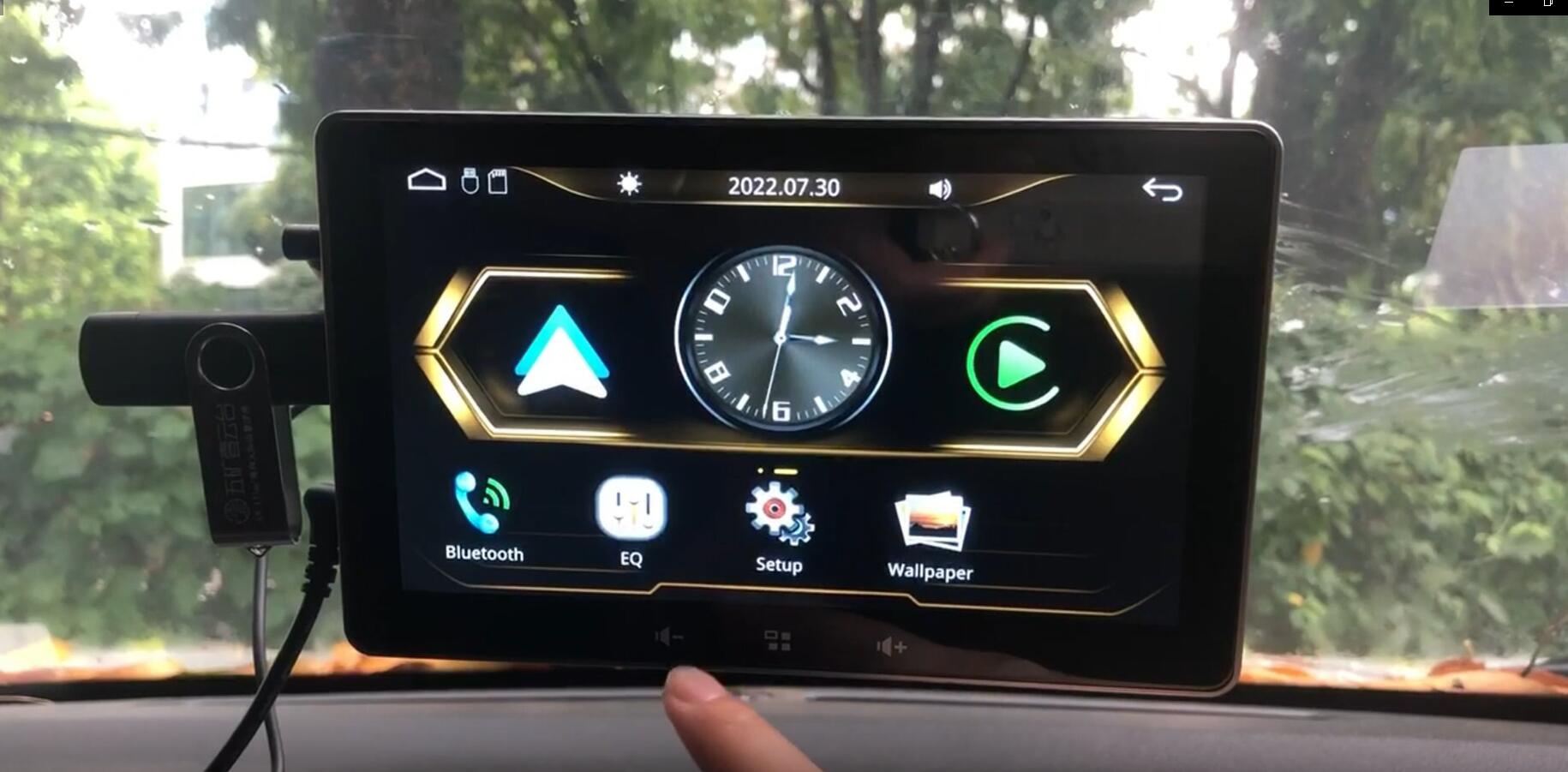 Stéréo de voiture portable à écran tactile de 7 pouces, compatible for Carplay sans fil et moniteur de voiture Android Auto, avec Siri, AUX, transmetteur FM, lecteur multimédia, télécommande