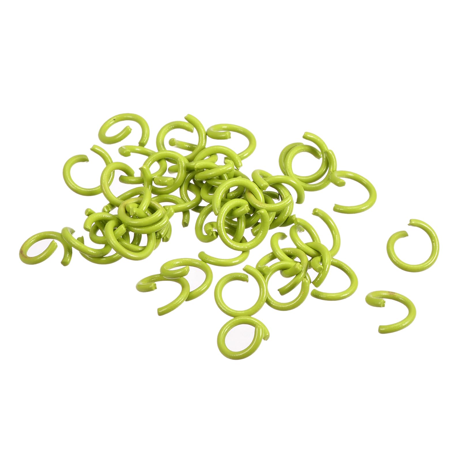 sourcing map Open Jump Rings, 8mm Colorful O-Ring Connectors for DIY Crafts Jewelry Making, Carbon Steel, Bright Green, 100Pcs
