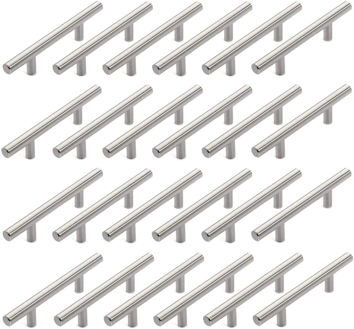 30 Pack Satin Nickel Hardware Pulls, Euro Kitchen Drawer Pulls