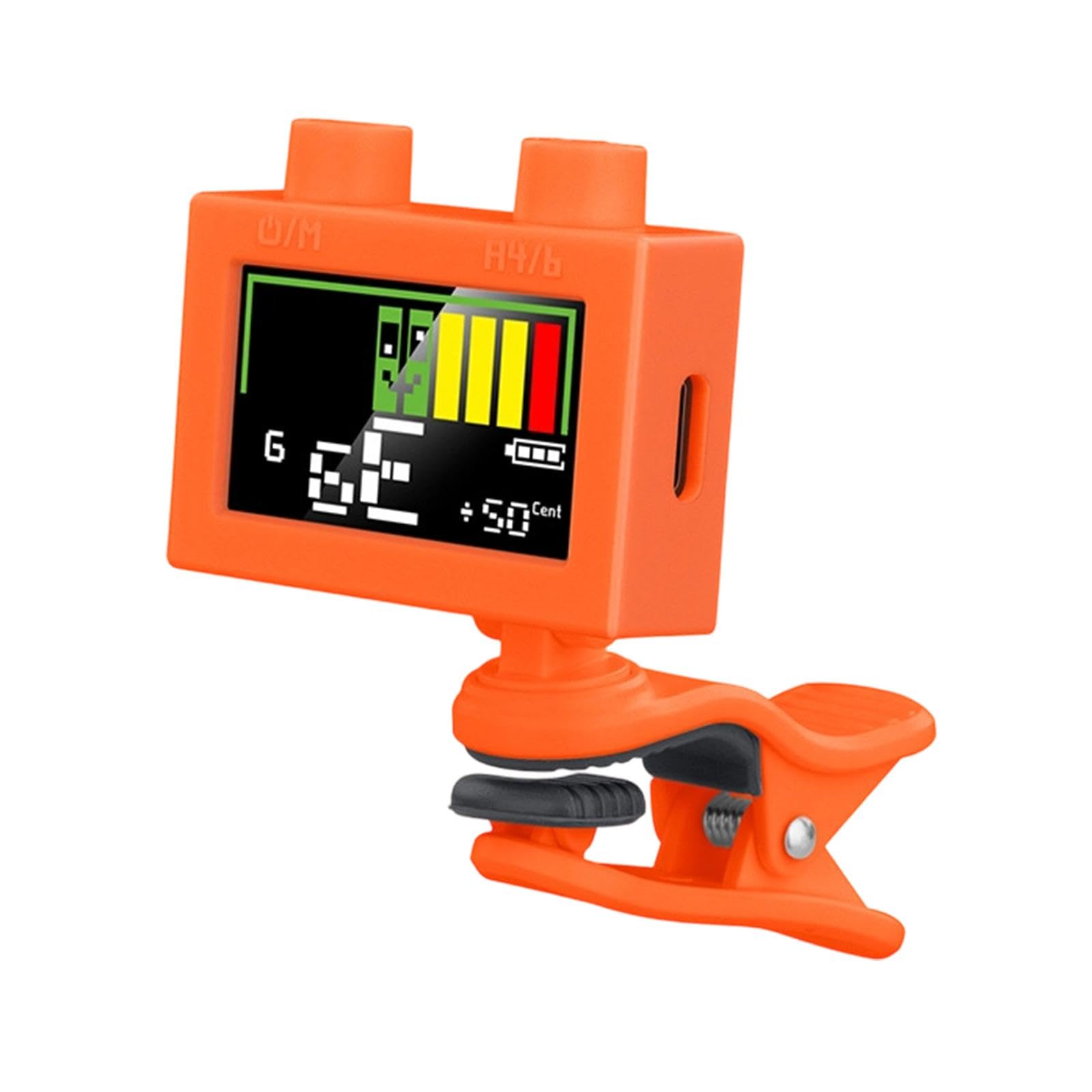 Oshhni Afinador Guitarra Afinador Digital Electrónico Clip Afinador Metronomo Pinza Afinador Multifunción con Pantalla Giratoria para Guitarra Bajo, naranja
