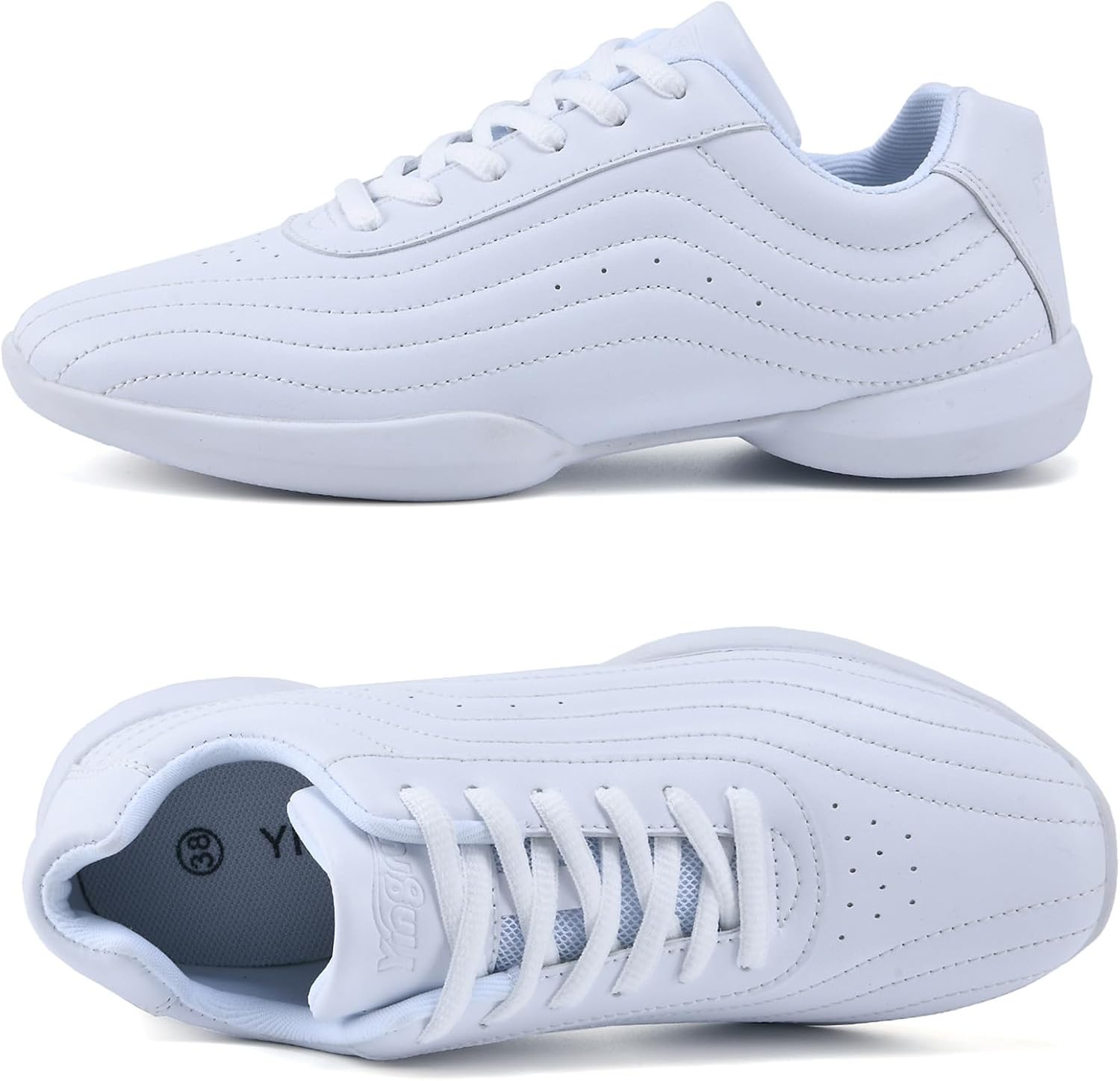 DADAWEN Girls White Cheer Shoes Youth Cheerleading Shoes Dance Athletic Training Tennis Lightweight Competition for Women Cheer Sneakers - Image 6