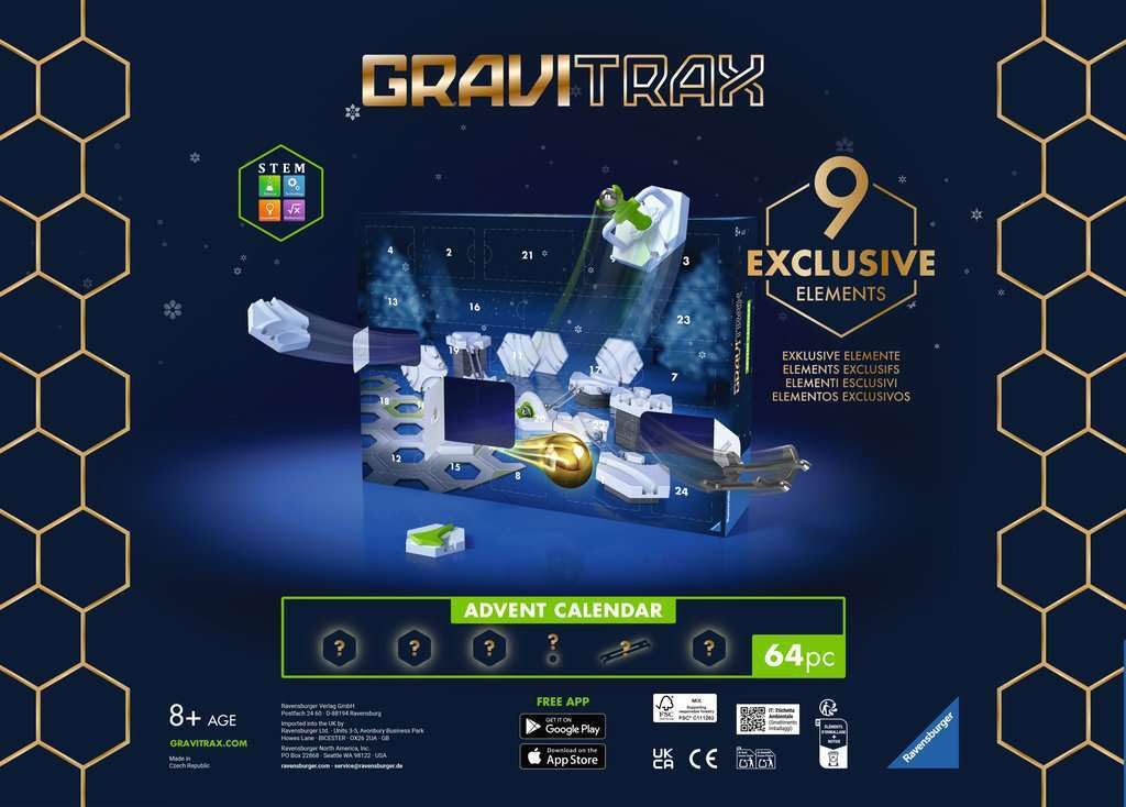 Calendario dell'avvento Ravensburger GraviTrax, ideale per principianti e appassionati di GraviTrax, giocattolo da costruzione per bambini dagli 8 anni in su