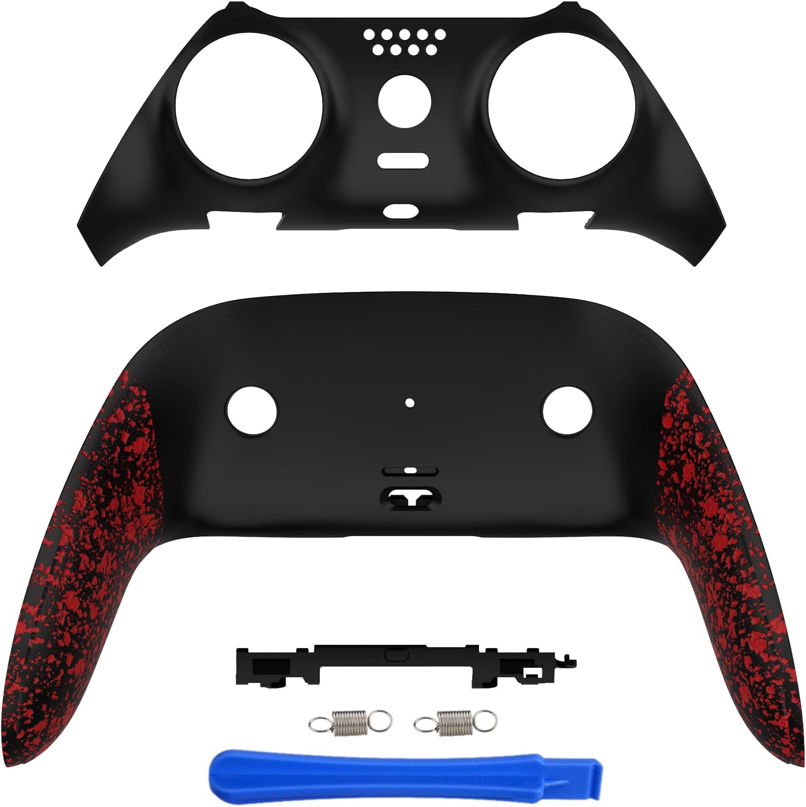 eXtremeRate Top Bottom Decorative Trim Shell Compatible with p s 5 Edge Controller DIY Replacement Front Back Clip Shell, Custom Textured Red Plates Cover Compatible with p s 5 Edge Controller