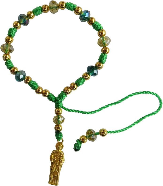 Green Thread with Cristal Beads Saint Jude Bracelet Pulsera