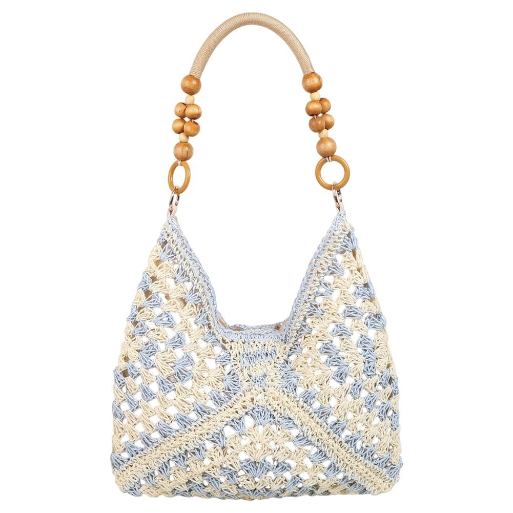 Fituenly Straw Hobo Bag for Women, Large Capacity Woven Beach Tote, Summer Vintage Shoulder Bag for Travel Vacation Outdoor Shopping