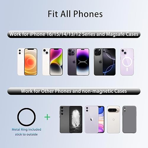 Miniatura 6 de Soporte magnético para teléfono al vacío, ajustable en 360, soporte para automóvil Magsafe, plegable con soporte de ventosa fuerte, ajuste universal