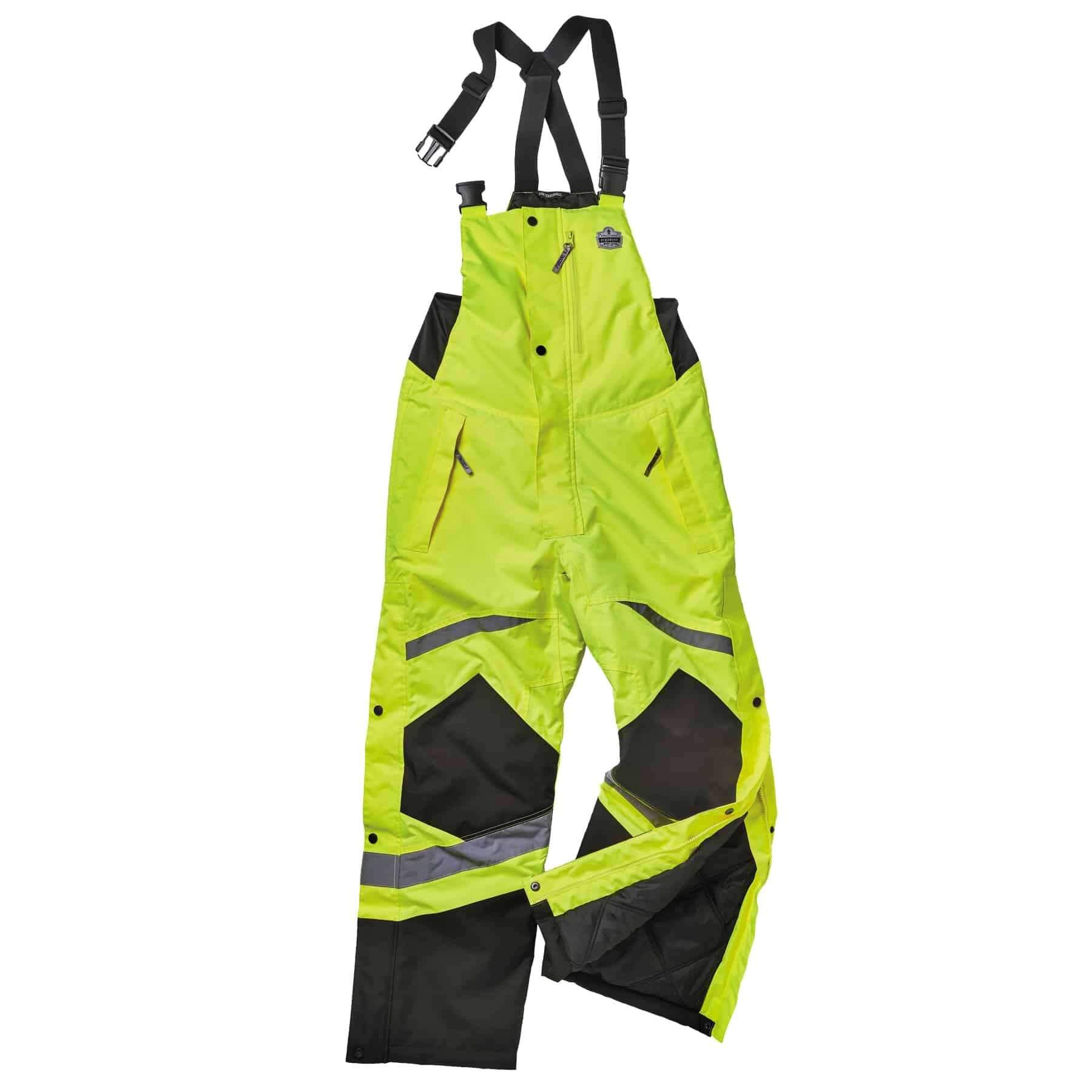 ErgodyneInsulated Thermal Bib Overalls, High Visibility, Weather-Resistant, Large, Ergodyne GloWear 8928,Lime