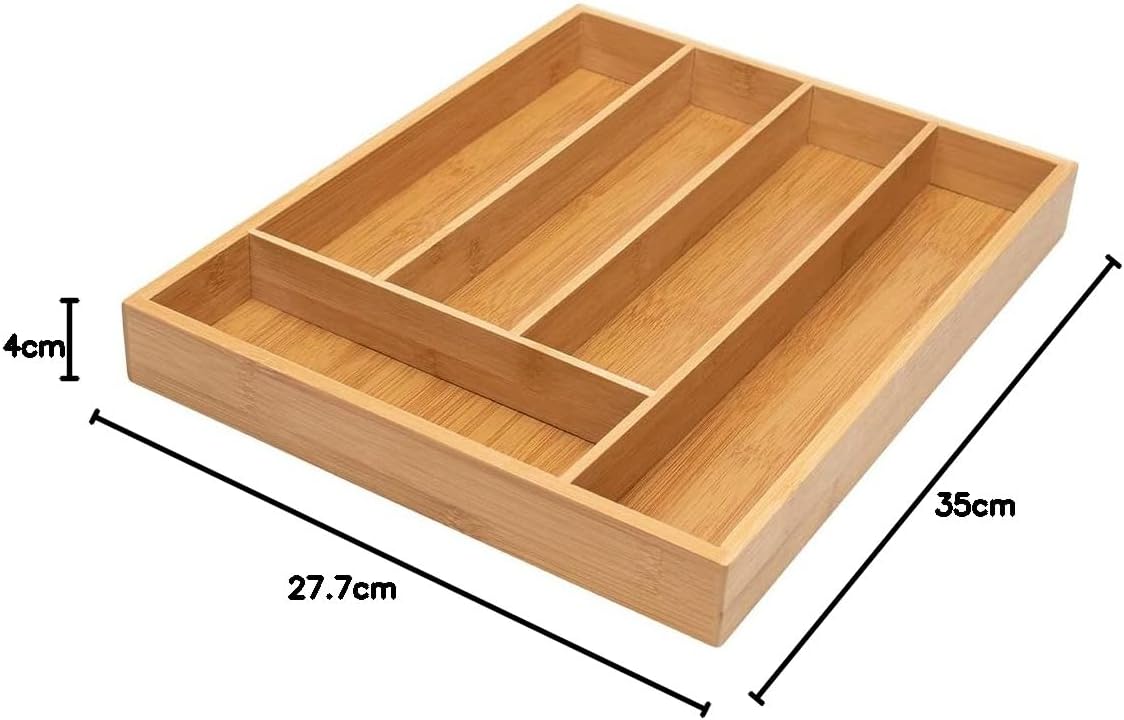 Mimo Style Porta Talheres Ecokitchen, Produzido em Bambu, Resistente, Durável e Ecológico, Possui 5 Compartimentos Para Organizar Seu Ambiente