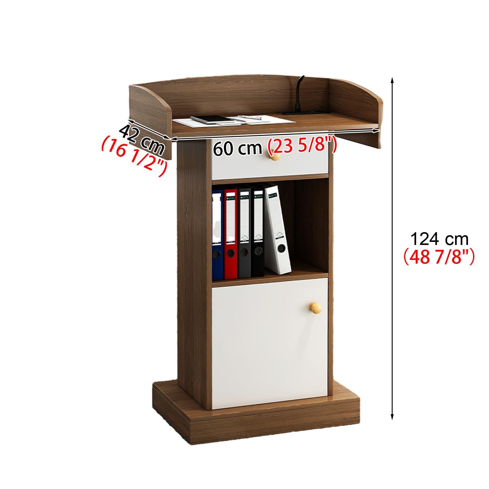 Leggio professionale con armadietto e cassetto, ideale per insegnanti, presentatori, rappresentanti e cappellani, robusto supporto per pulpito per presentazioni efficaci