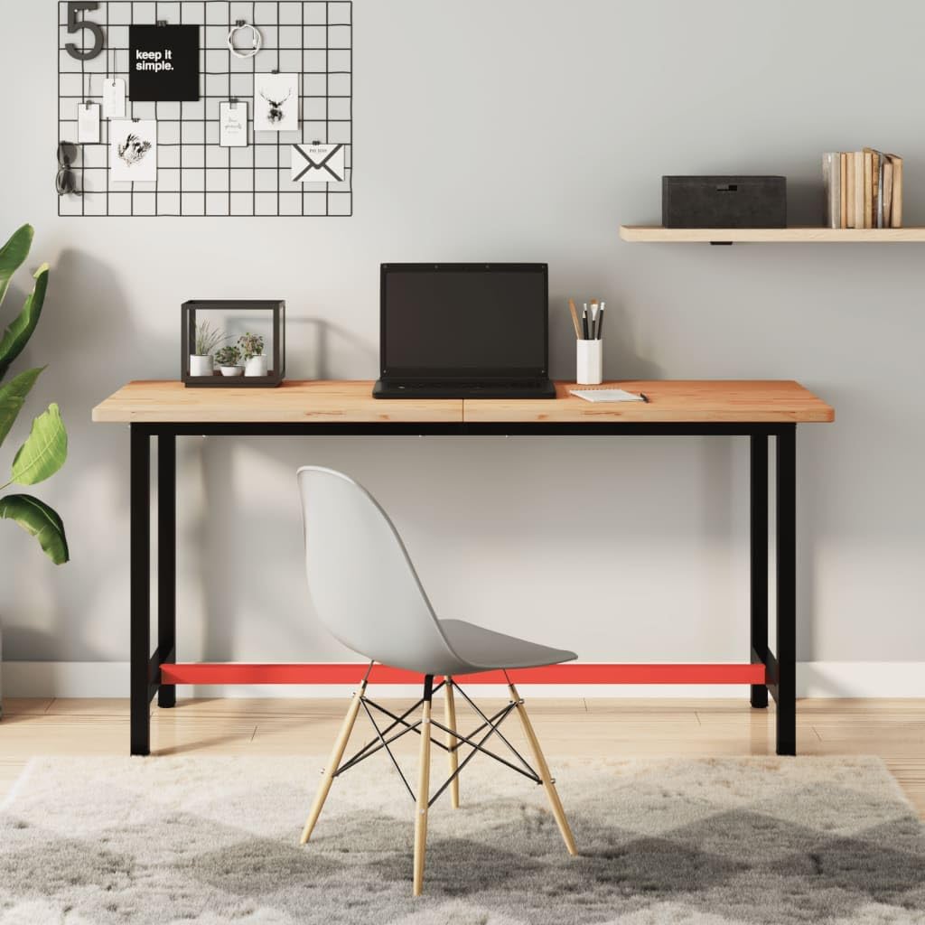 Genérico Banco de Trabajo Madera Maciza de Haya y Metal 150x55x81,5 cm,Bricolaje,Accesorios de Bricolaje,Organización y Almacenamiento de Herramientas,Mesas de trabajo-3188905