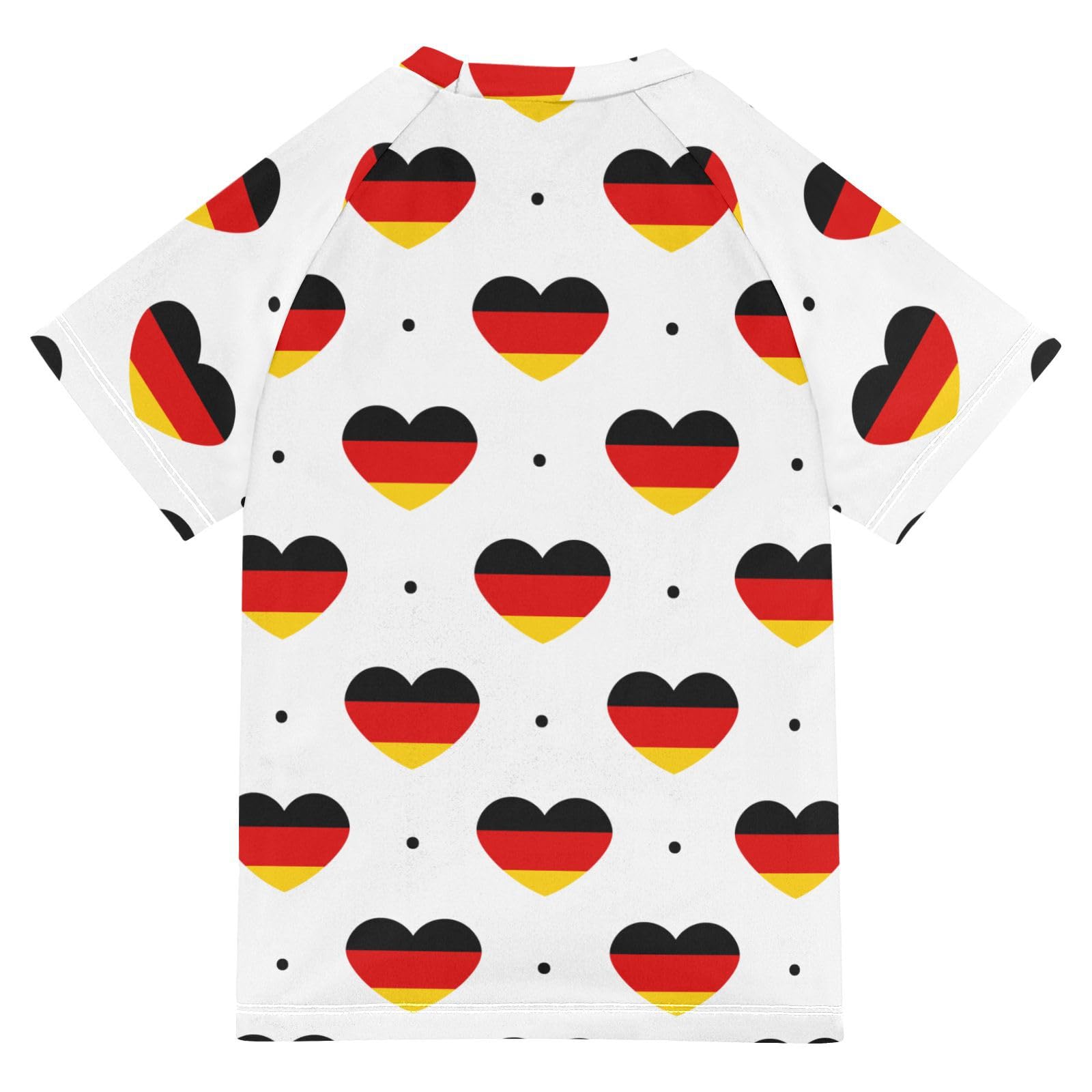 Aflyko Patriot Boys' Swim Shirt Germany Flag Heart Rash Guard Beachwear Sun Protection Fishing Hiking Camping Surfing Swimming Toddler Infant Summer Daily T-Shirt, 4T Multicoloured
