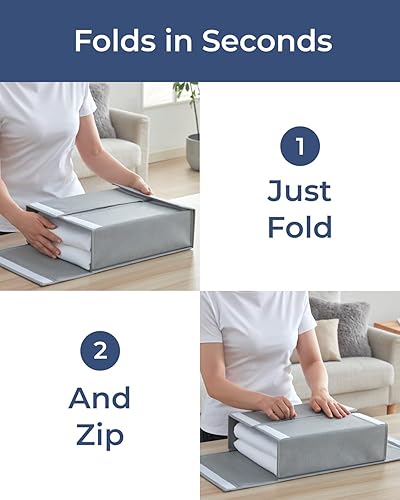 Miniatura 5 de Paquete de 4 organizadores de sábanas, organizador plegable para armario de lino, tamaño King y Queen, carpeta con ventana XL, manta, edredón y