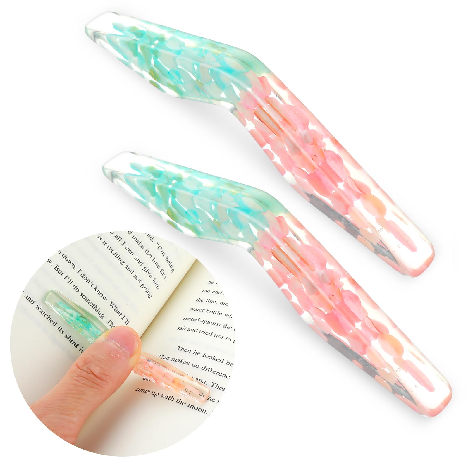 TIESOME 2 piezas Sujetalibros Pulgar, Marcapáginas Hecho a Mano Sujetalibros de Resina Accesorios de Lectura para Profesores Estudiantes Ratones de Biblioteca Amantes de los Libros Regalos