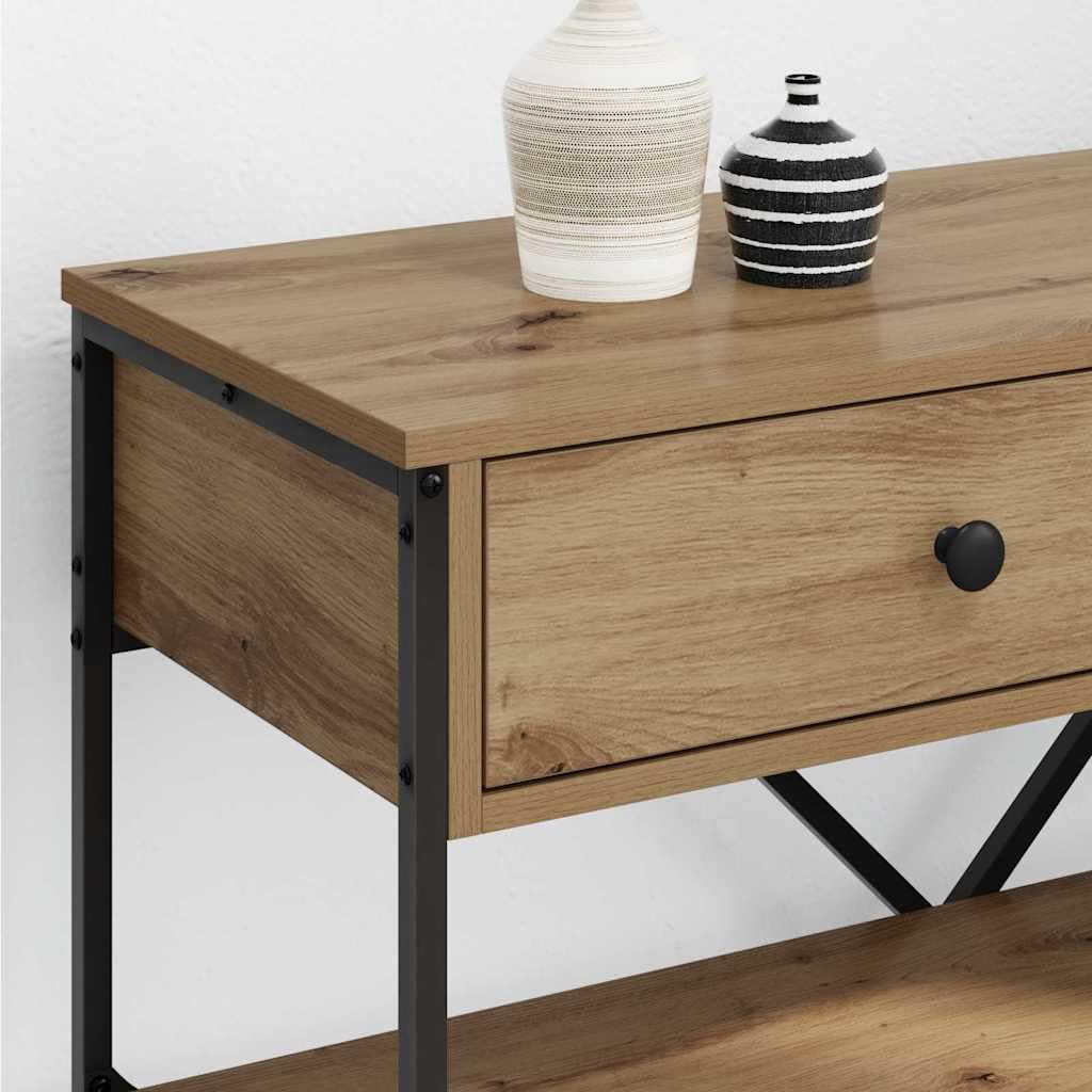 Mesa consola marrón 75 x 34,5 x 75 cm madera con espacio de almacenamiento y estantes para pasillo, salón, dormitorio, ahorro de espacio, funcional diseño moderno
