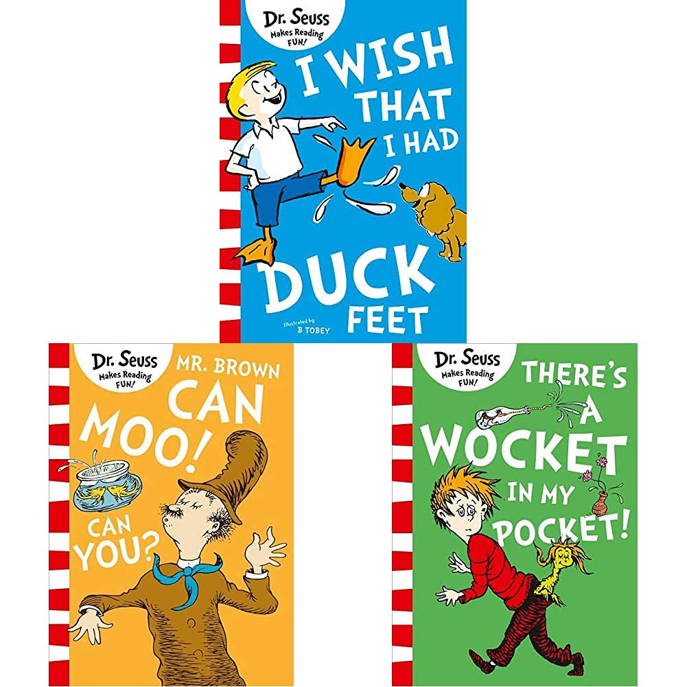 I Wish That I Had Duck Feet (Dr Seuss)+Mr. Brown Can Moo! Can You?+Thereââ‚¬â„¢s a Wocket in my Pocket(set of 3 books)
