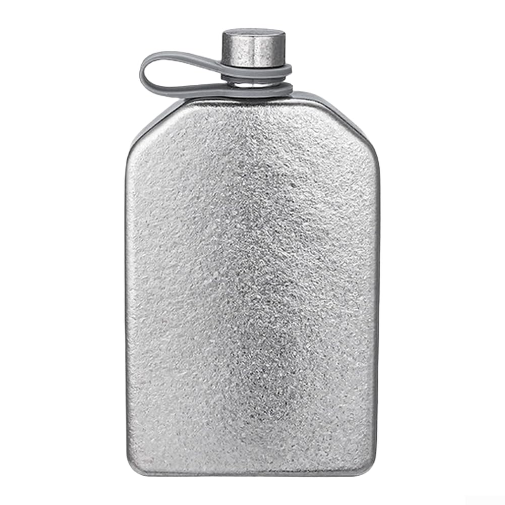 Gourde plate entièrement en titane pur pour sports de plein air avec bec verseur fluide et joint fileté (230 ml)