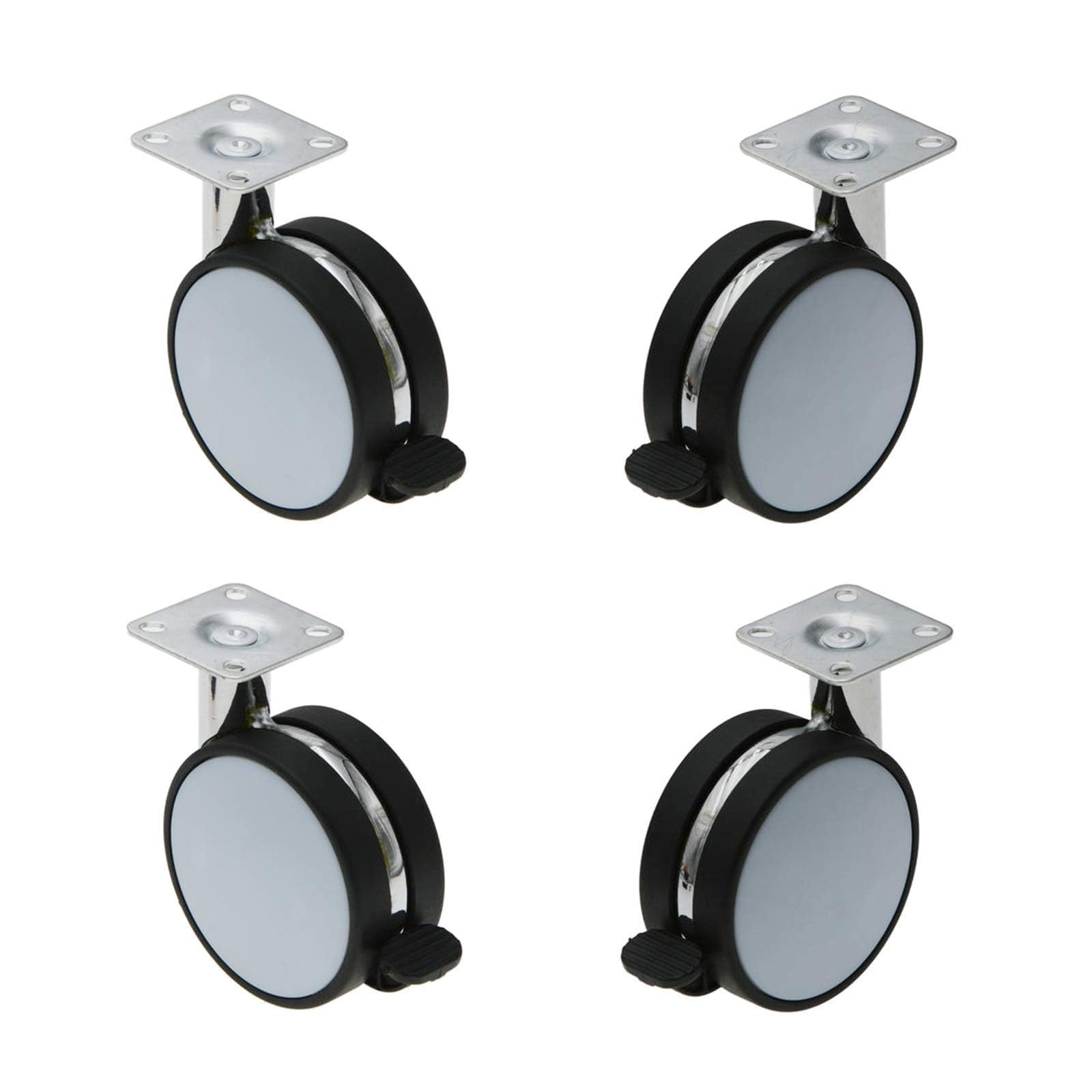 ZGUOUZANTYE ABS Furniture Casters 360° Swivel Caster Wheels with Brake Aluminum Alloy 4 Pack Transport(White)