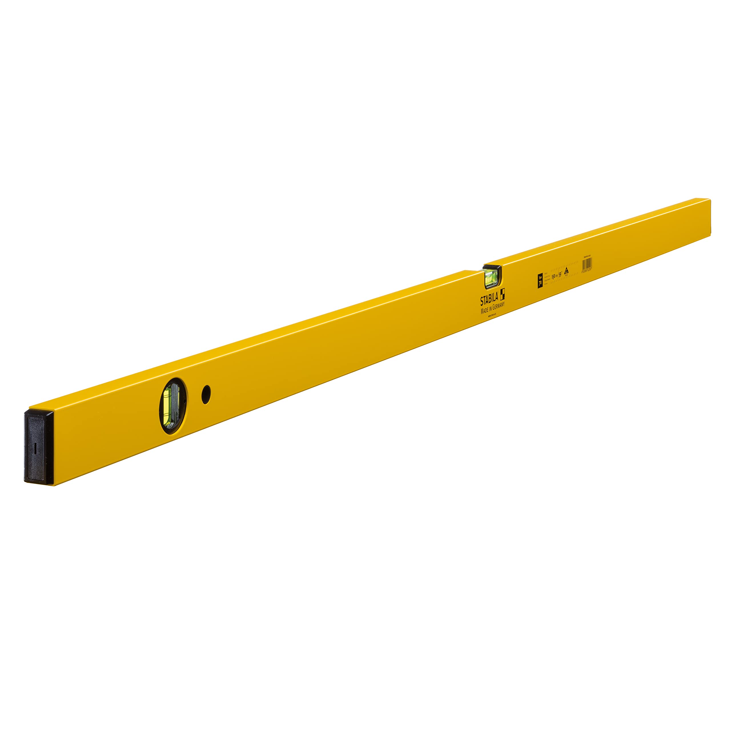 STABILA Wasserwaage Type 70, 150 cm, leichtes Alu-Profil, 1 Horizontal-Libelle, 1 Vertikal-Libelle, Made in Germany