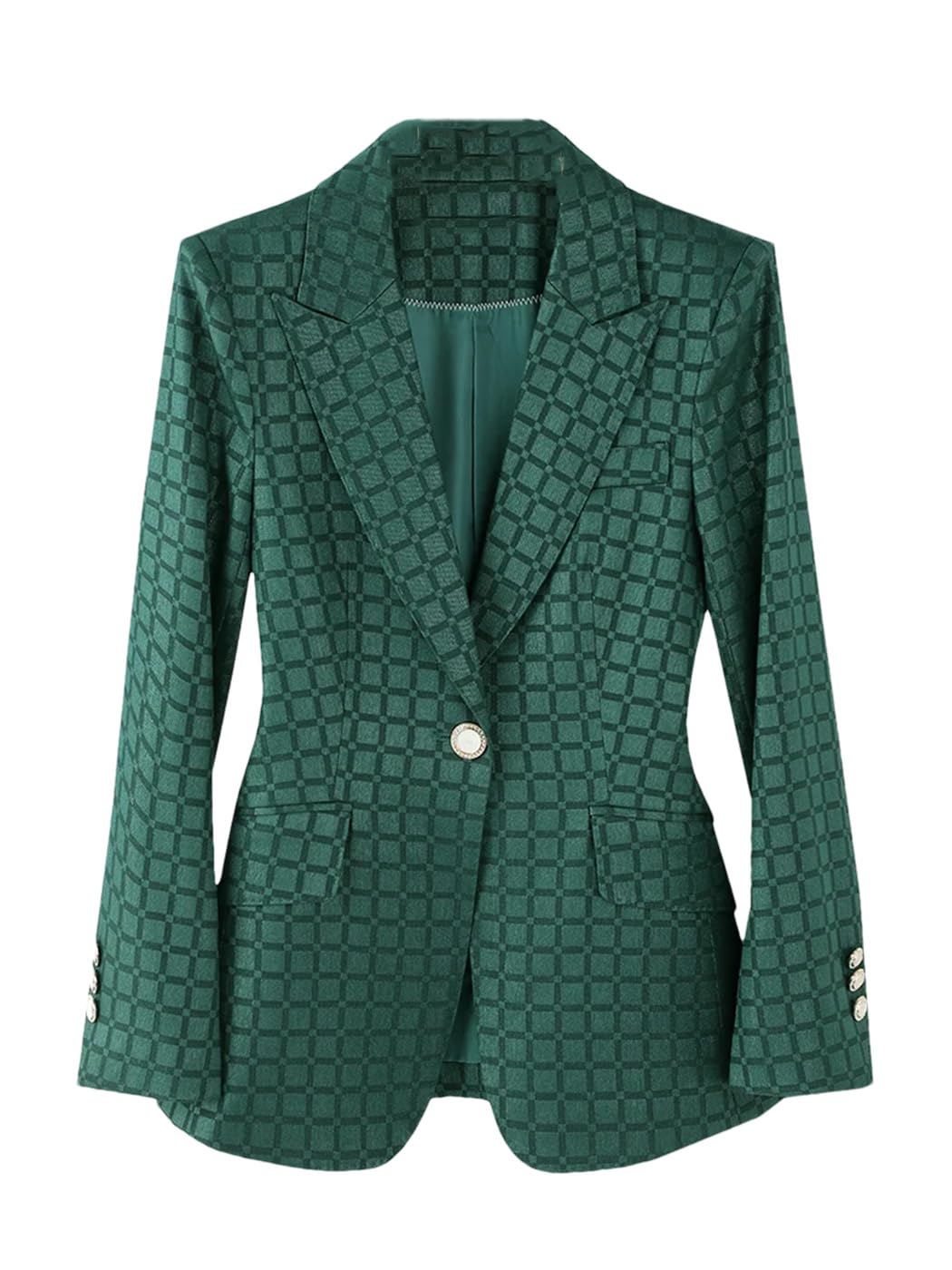 Women Plaid Blazer Casual Jacket Winter Long Sleeve Office Lady Coat