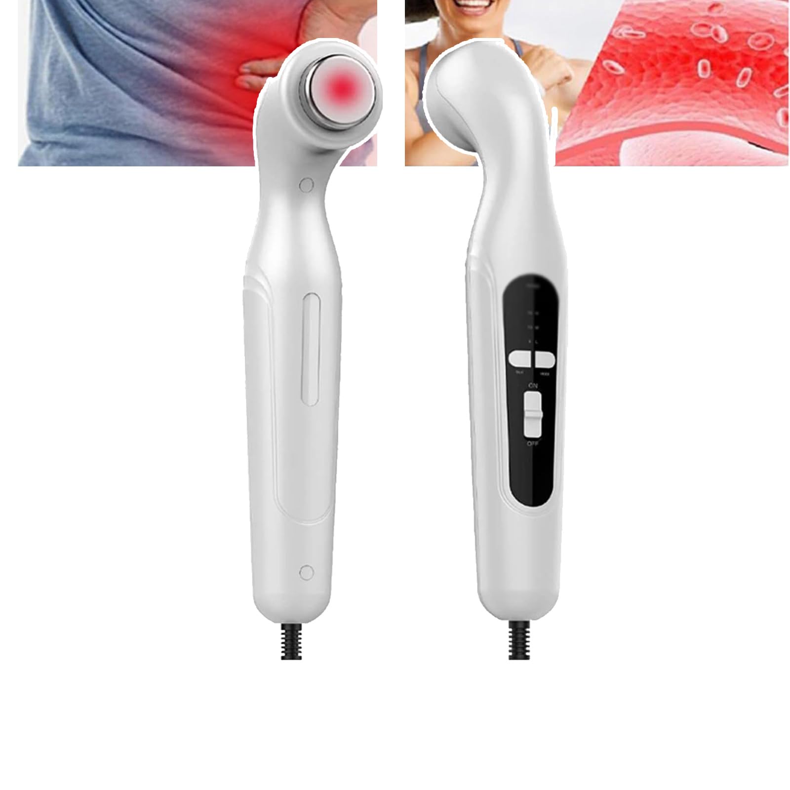 Mini Strumento per Fisioterapia ad ultrasuoni (1 MHz e 3 MHz), 3 Marce Regolabili/Controllo Timer 1-15 Minuti, Protezione Temperatura costante, Area di radiazione effettiva: 4 cm²,Bianco