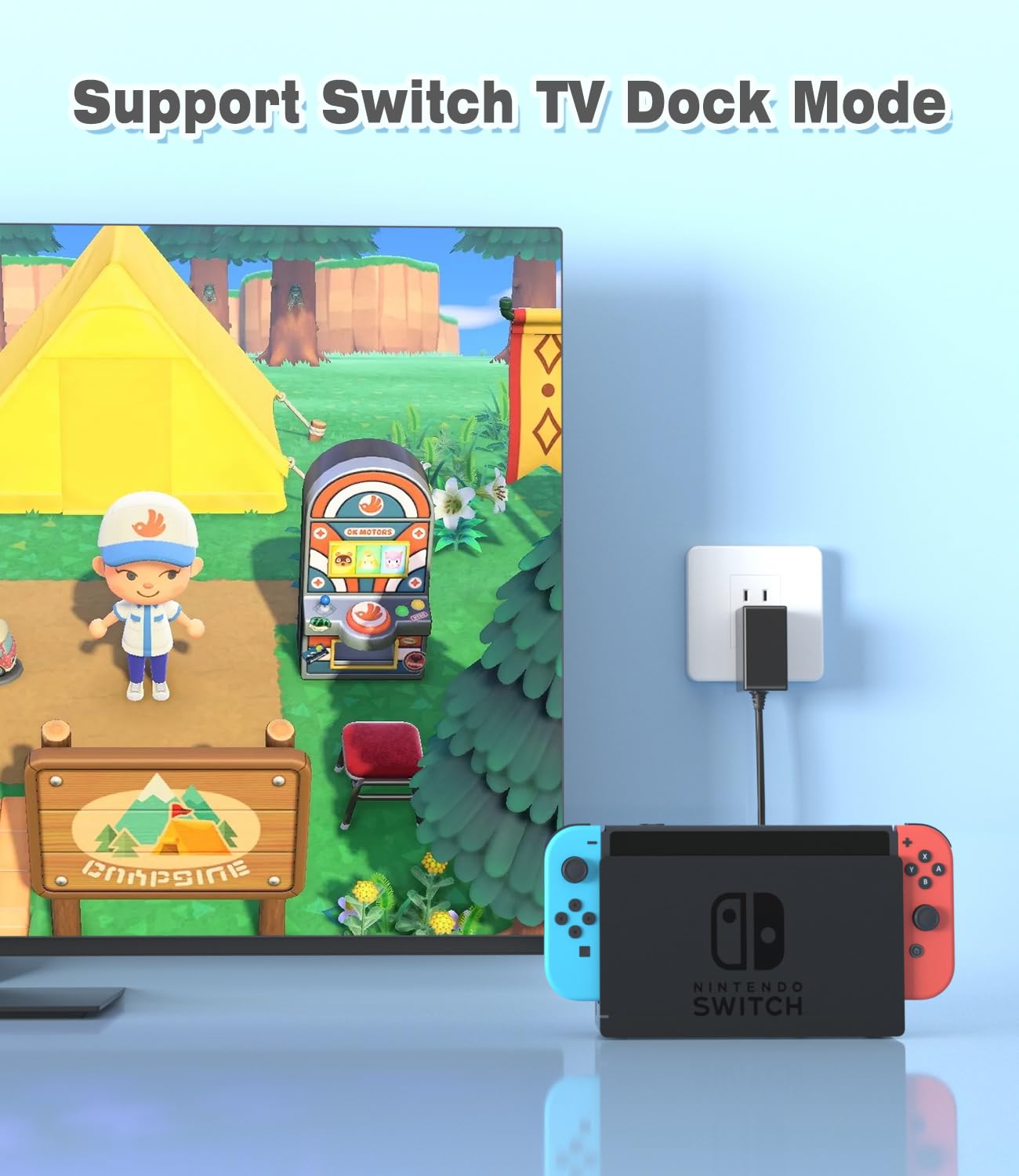 Switch Charger for Nintendo,45W AC Power Supply Adapter Compatible with Switch Lite OLED/Steam Deck,Fast Charge Support Switch TV Dock Mode Output 15V3A with 5FT USB Type-C Charging Power Cord Cable — view 6
