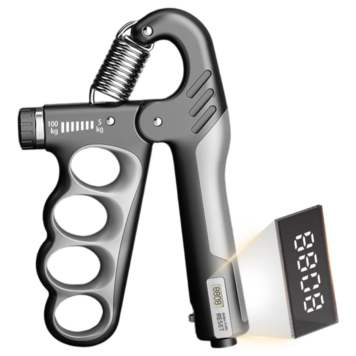 Grip Strengthener, 5-100 Kg Adjustable Hand Gripper Strengthener, Forearm Strengthener Workout Kit with Mechanical Counter, Finger Strengthener for Professionals and Fitness Beginners (Grey)