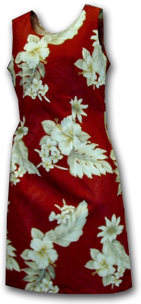 Pacific Legend Womens Plumeria Hibiscus Feather Fern Short Tank Dress