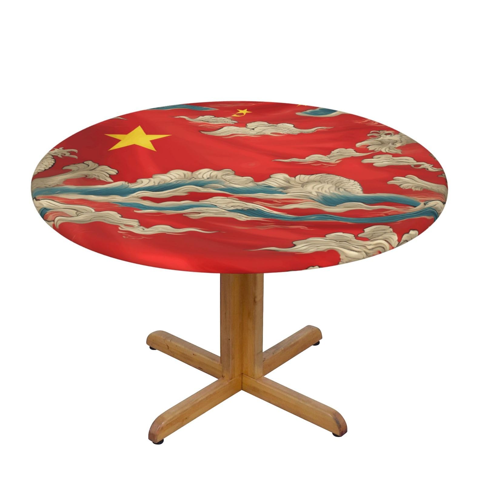 China Flag Print Oxford Wipeable Tablecloth Oil-Resistant Outdoor Table Cover Reusable Birthday Table Protector