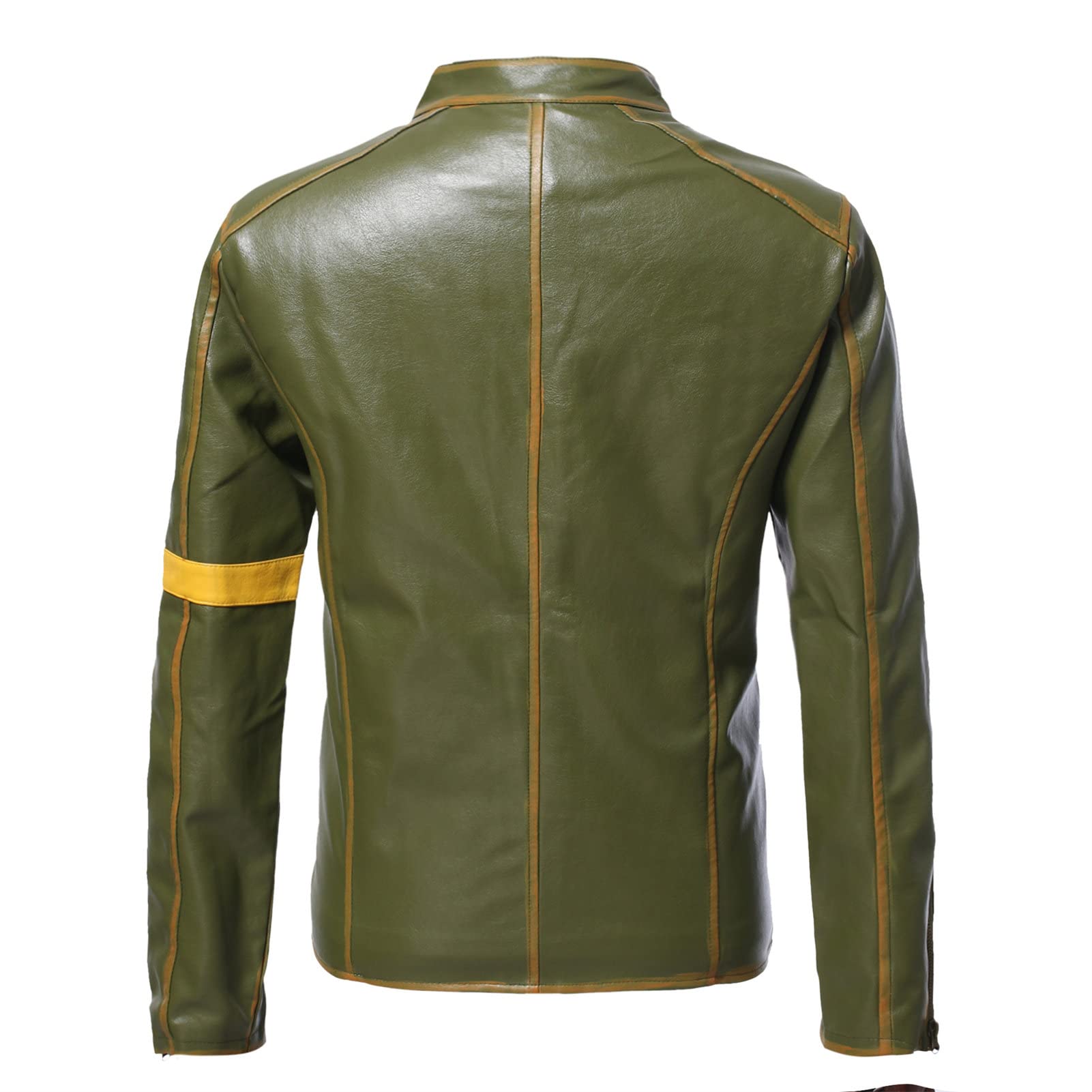 Maiyifu-GJ Men's Vintage Distressed Biker Leather Jacket Retro Slim Fit Motorcycle Biker Jacket Casual Zip Up Bomber Coat (Armygreen,X-Large)