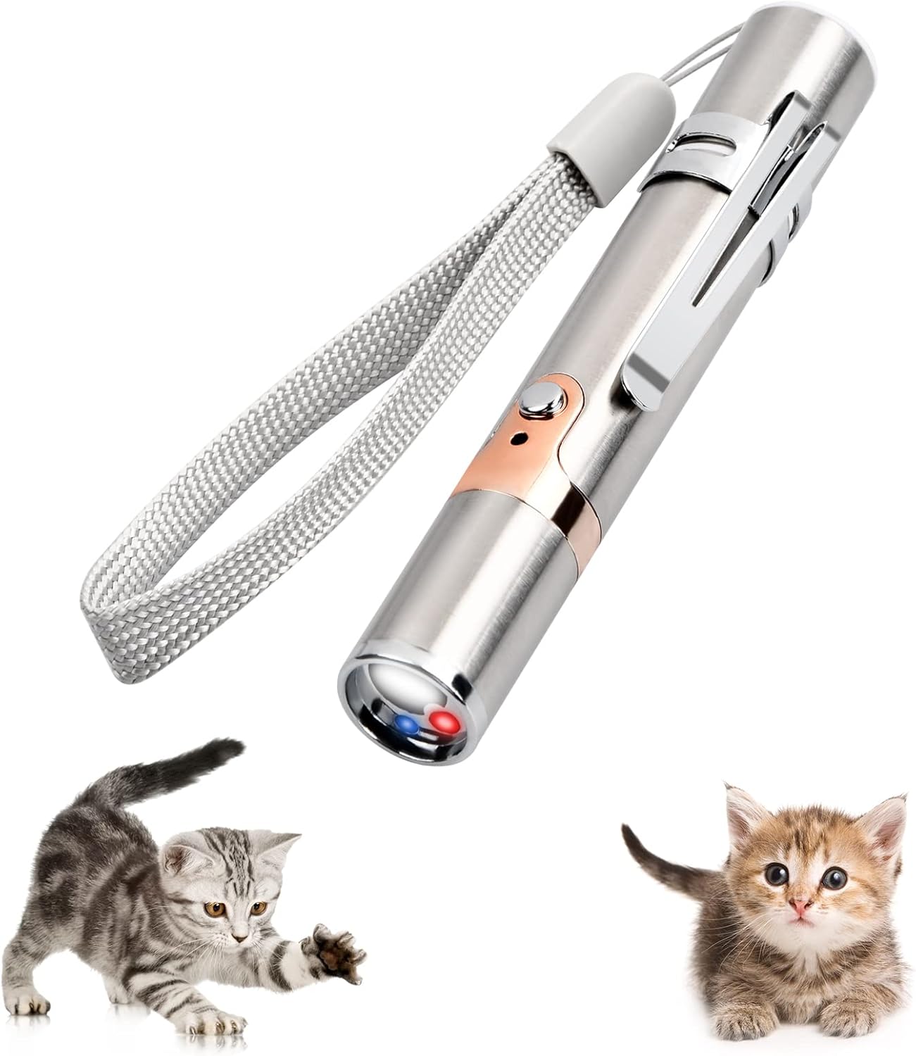 Pinsheng Juguetes para Gatos con LED, Juguetes interactivos para Gatos, USB Recargable Función 3 en 1 Incluye Luz roja, Linterna, Luz UV, Juguete con luz LED para Gatos para Entrenar Mascotas