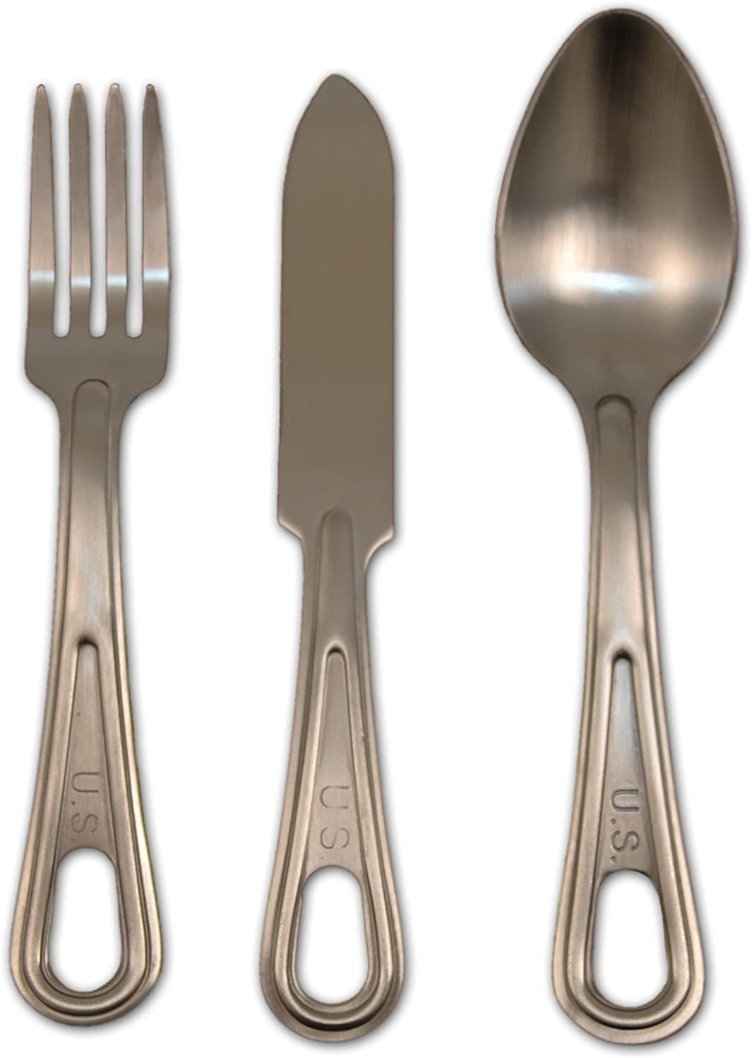 Mil-Spec Adventure Gear Plus Stainless Steel Knife Fork & Spoon Set (3 Piece)