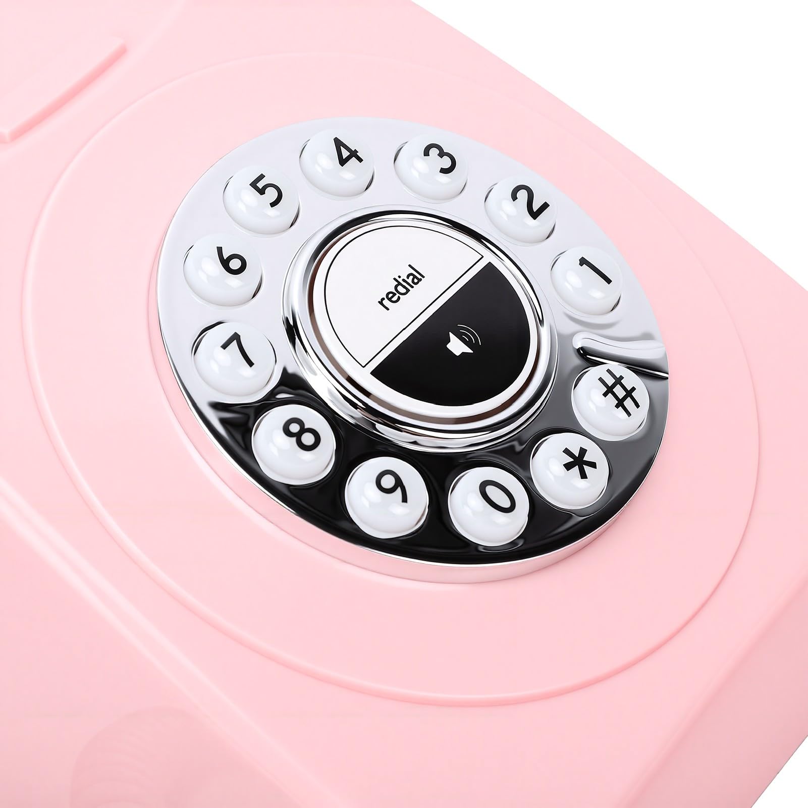 Yctze Téléphone Fixe Bluetooth Rétro, sans Fil Rechargeable (Pink)