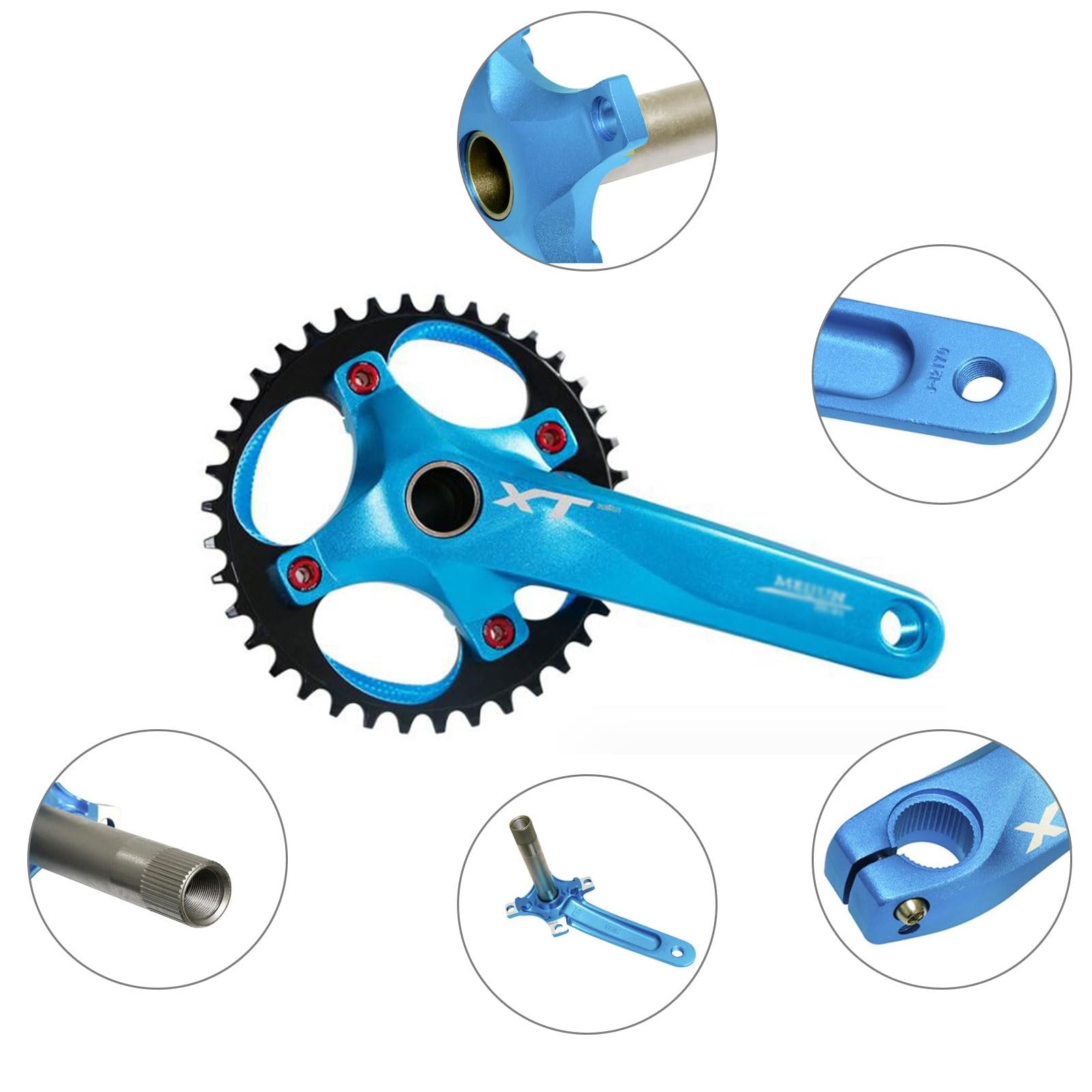 Set Pedivelle Bici da 170mm,Lega Alluminio 36T Bicicletta Pieghevole da Città Set Pedivelle for Bicicletta di Ricambio for Bici Elettrica Guarnitura MTB Bike Manovella Set