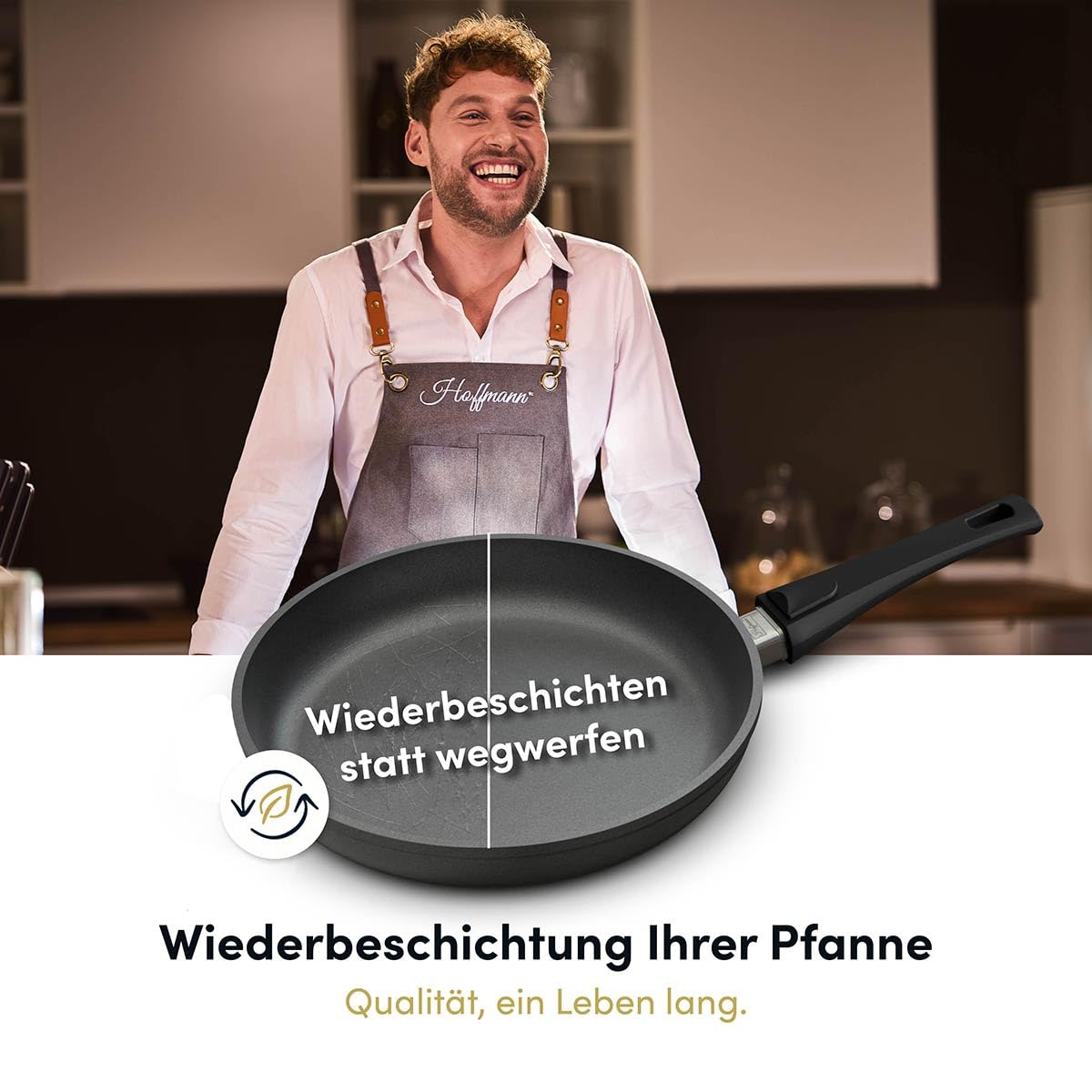 Hoffmann STONIQ Crêpepfanne Ø 28 cm IQ-SHIELD Antihaftbeschichtung | PFAS-frei, Abnehmbarer Griff, Induktionsgeeignet, Made in Germany