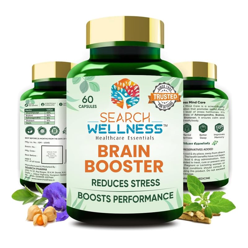 See full amazon price history chart for SEARCH WELLNESS Brain Booster For Kids & Adults 60 Capsules Pack of 1 | Blend With Ashwagandha, Shankhpushpi, Brahmi & More | Boost Concentration & Learning Skills | Better Sleep & Mind Wellbeing SEARCH WELLNESS Brain Booster For Kids & Adults 60 Capsules Pack of 1 | Blend With Ashwagandha, Shankhpushpi, Brahmi & More | Boost Concentration & Learning Skills | Better Sleep & Mind Wellbeing (B0C1JV75QL) Amazon Price History, Amazon Price Tracker