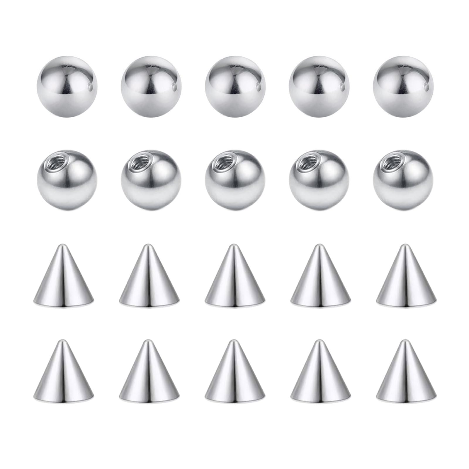 Besyvvin 20er Piercing Kugel 1,2mm Chirurgenstahl 3mm Ersatzkugeln Schraubkugeln für Piercing Lippe Septum Nase Augenbrauen
