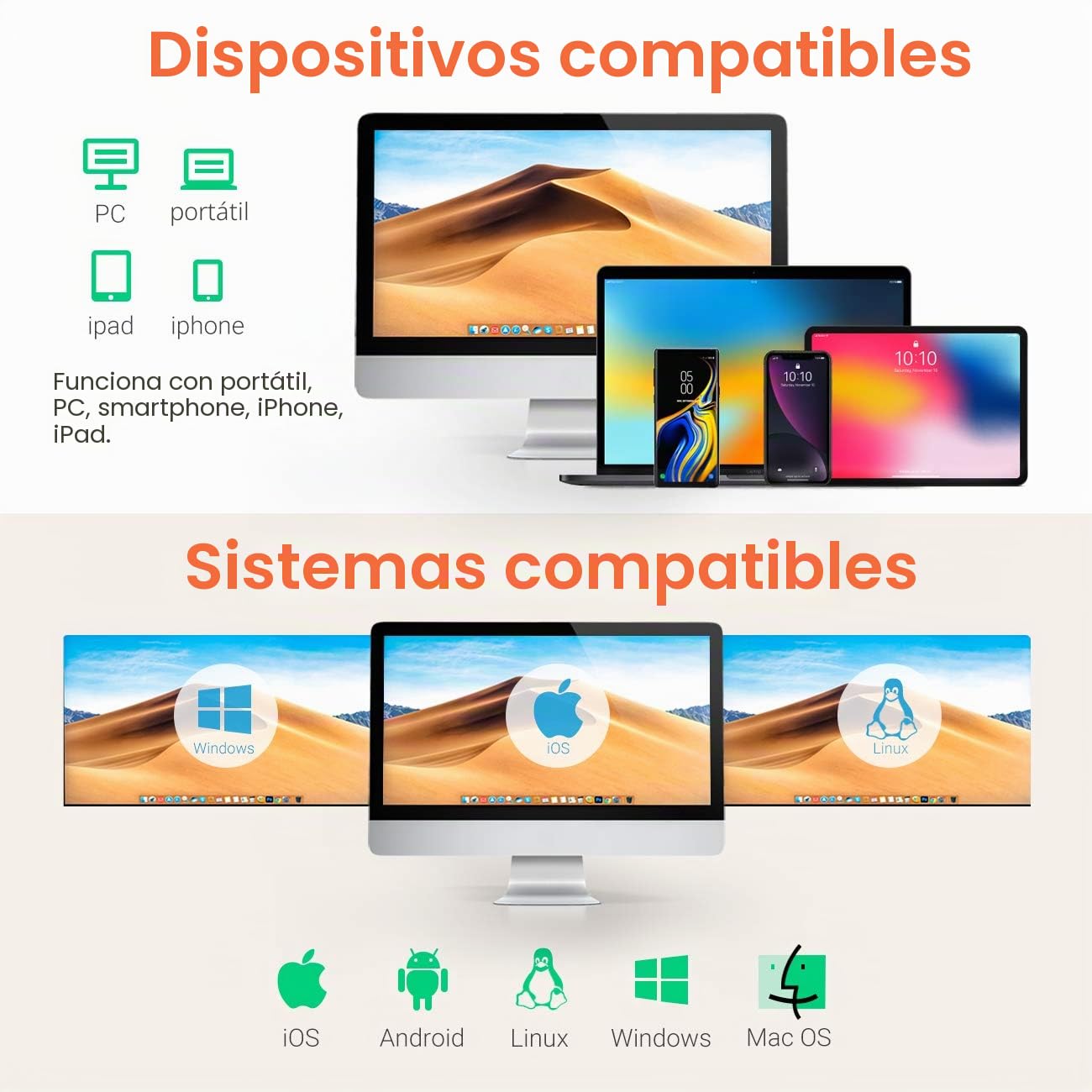 Tera Pro Series Mini 1MP CMOS Ring Lector de código de Barras Escáner de código QR 2D 1D Inalámbrico 2.4G y Bluetooth y USB 2.0 Cable portátil, HW0010
